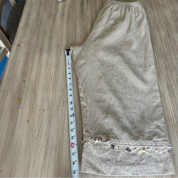 Caroline Rose// Boho Linen top and pants Set up seashell charms Y2K Size L - Picture 14 of 16